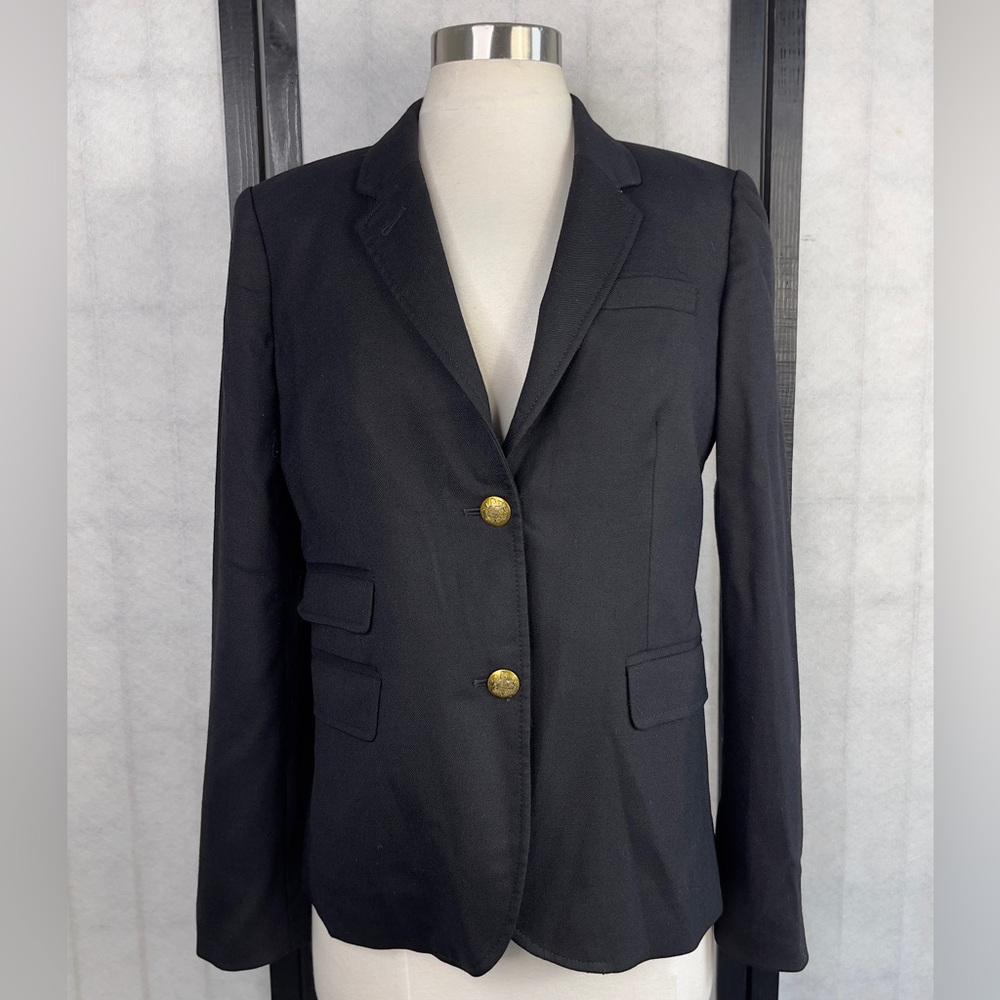 J. Crew Black Women's Blazer with Gold Buttons
